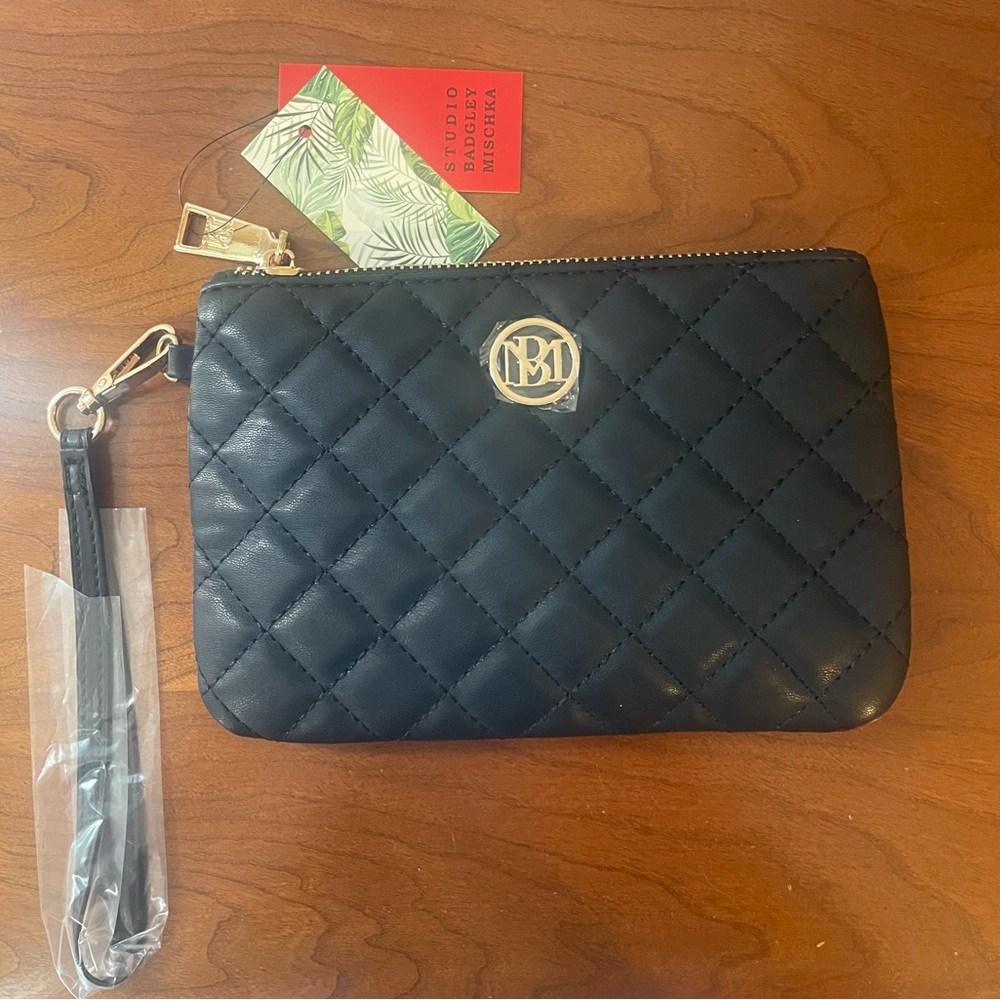 Badgley‎ Mishka Black Quilted Clutch Wristlet NWT
